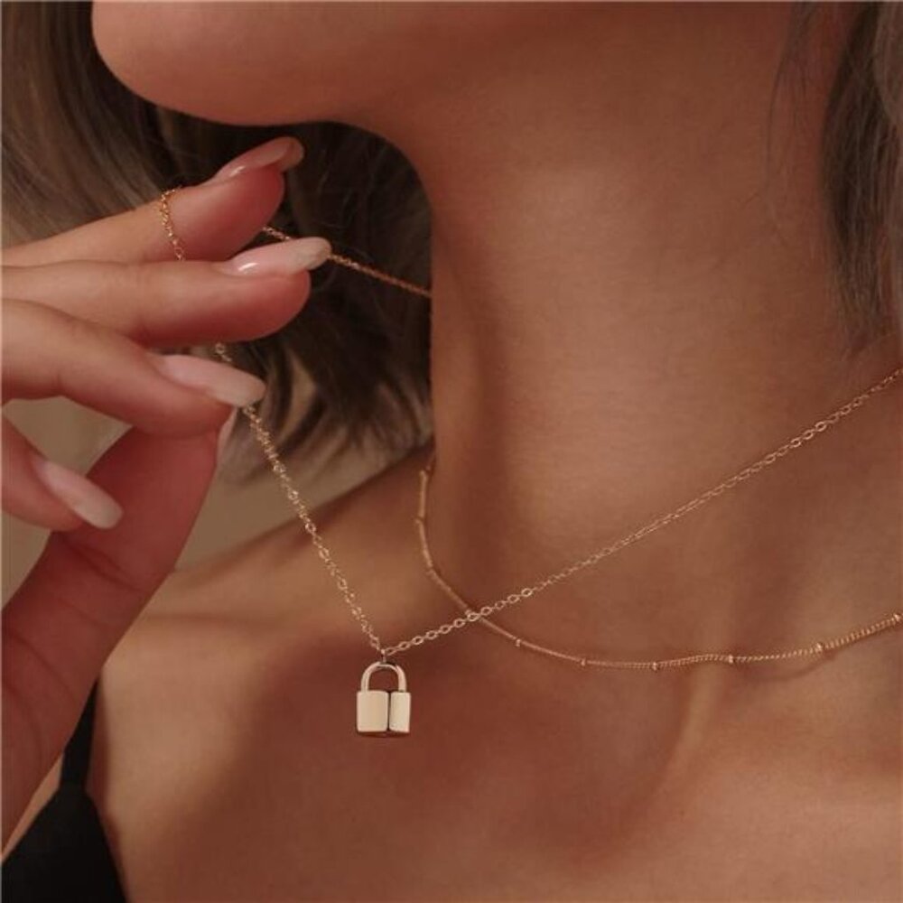 Layered Heart Necklace Pendant Handmade 18k Gold Plated Dainty Gold